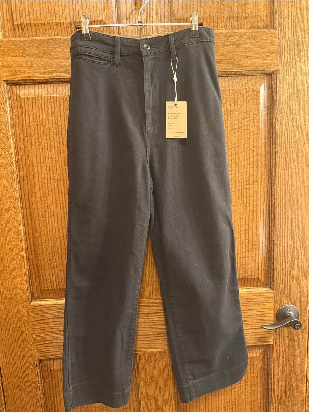 Quince Black Cropped Straight-Leg Organic Cotton Stretch  Pants 29